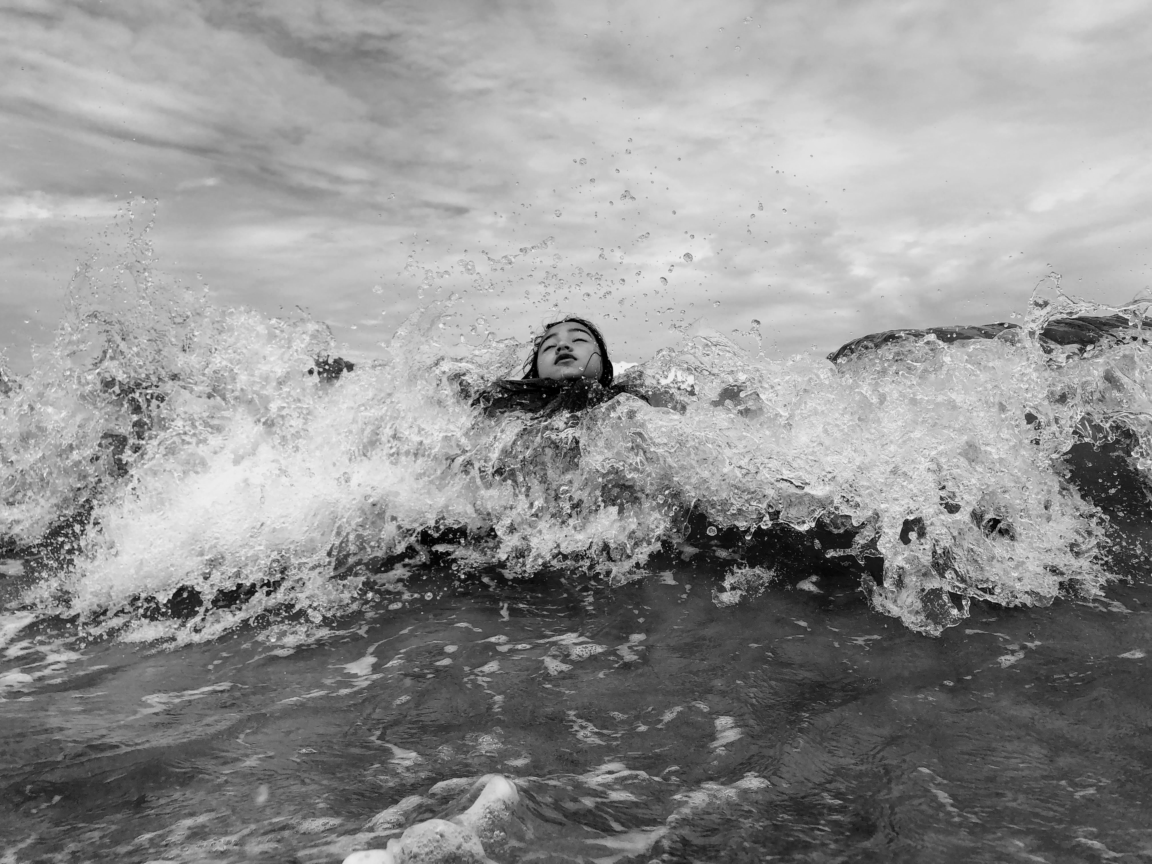 girl in wave